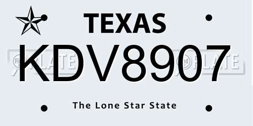 KDV8907 Texas License Plate