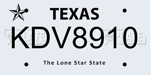 KDV8910 Texas License Plate