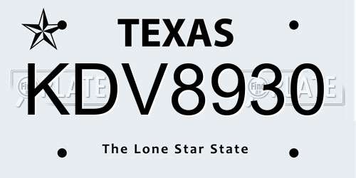 KDV8930 Texas License Plate