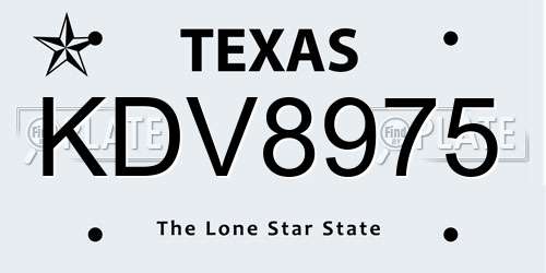 KDV8975 Texas License Plate