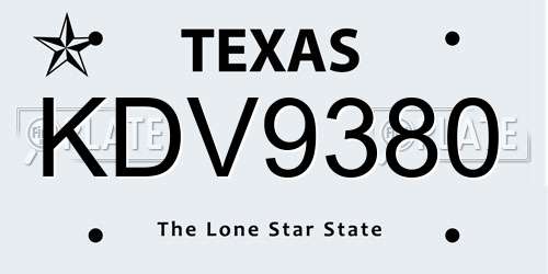 KDV9380 Texas License Plate