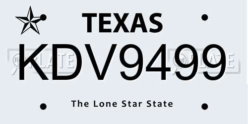 KDV9499 Texas License Plate
