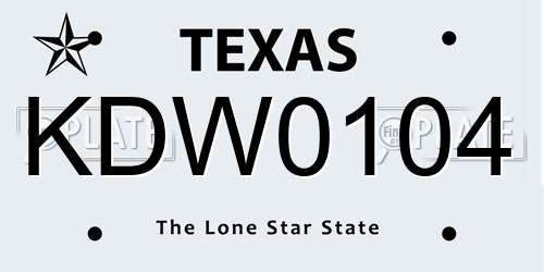 KDW0104 Texas License Plate