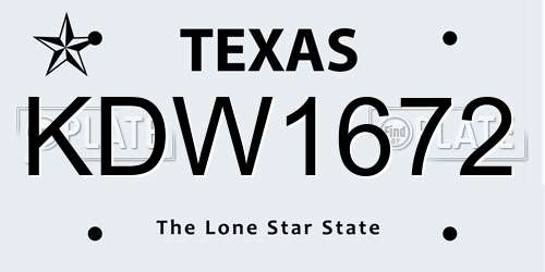 KDW1672 Texas License Plate