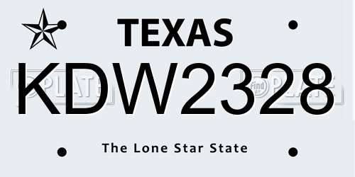 KDW2328 Texas License Plate