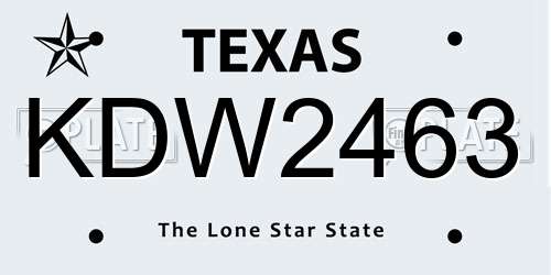 KDW2463 Texas License Plate