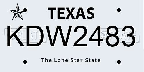 KDW2483 Texas License Plate