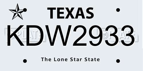 KDW2933 Texas License Plate