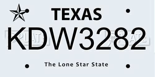 KDW3282 Texas License Plate
