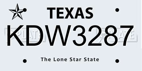 KDW3287 Texas License Plate