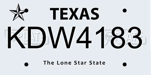 KDW4183 Texas License Plate