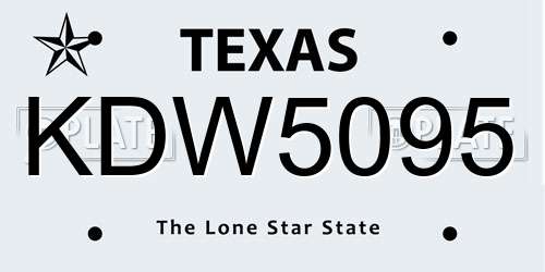 KDW5095 Texas License Plate