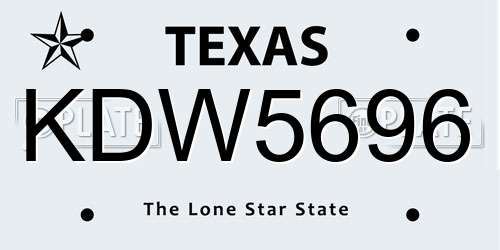KDW5696 Texas License Plate