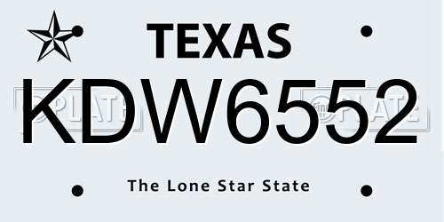 KDW6552 Texas License Plate