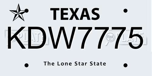 KDW7775 Texas License Plate