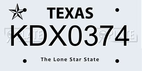 KDX0374 Texas License Plate