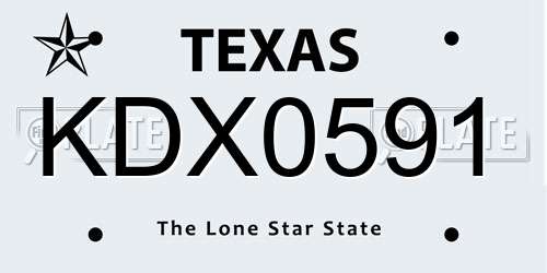 KDX0591 Texas License Plate