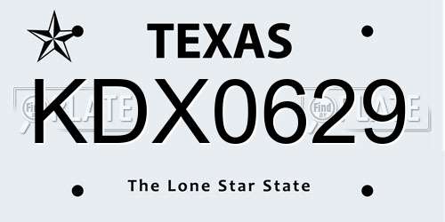KDX0629 Texas License Plate