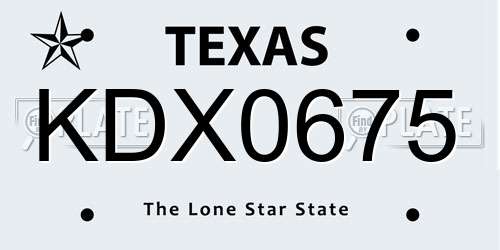 KDX0675 Texas License Plate