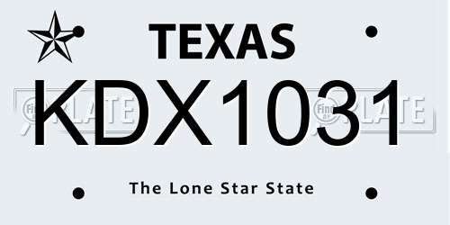 KDX1031 Texas License Plate