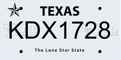 KDX1728 Texas License Plate