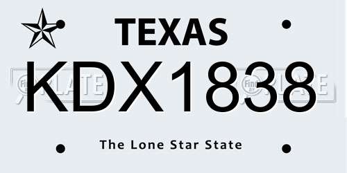 KDX1838 Texas License Plate