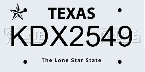 KDX2549 Texas License Plate