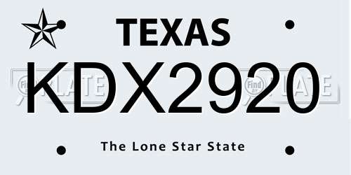 KDX2920 Texas License Plate