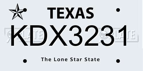KDX3231 Texas License Plate