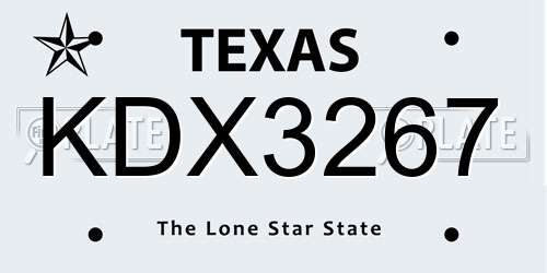 KDX3267 Texas License Plate