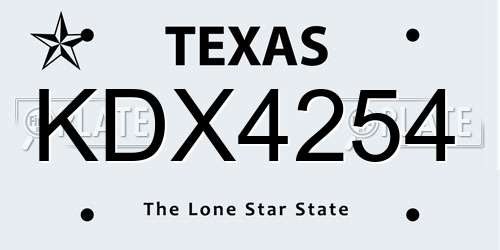 KDX4254 Texas License Plate
