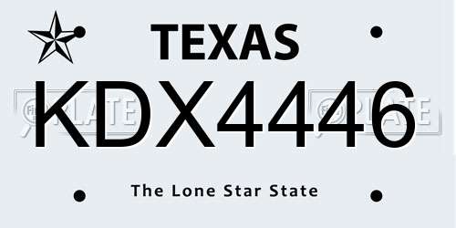 KDX4446 Texas License Plate