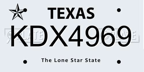 KDX4969 Texas License Plate