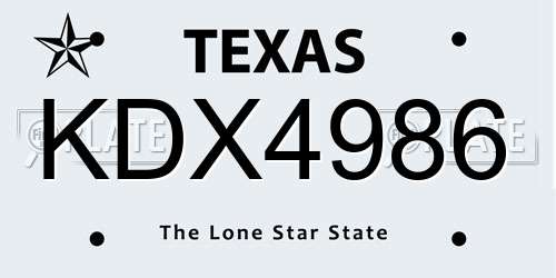 KDX4986 Texas License Plate