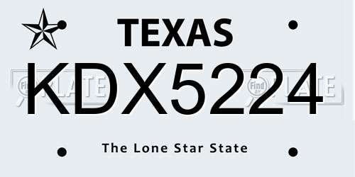 KDX5224 Texas License Plate