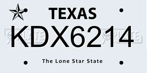 KDX6214 Texas License Plate