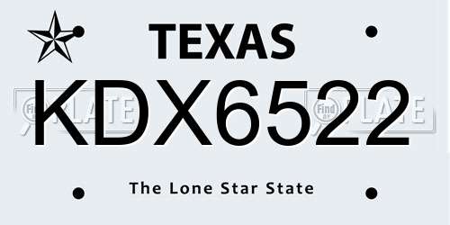 KDX6522 Texas License Plate