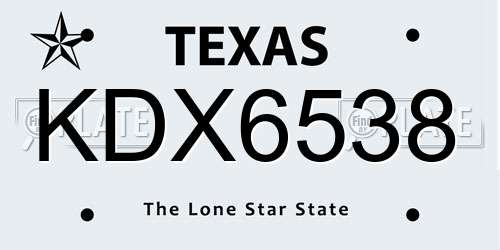 KDX6538 Texas License Plate