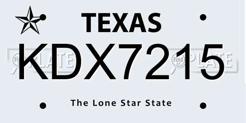 KDX7215 Texas License Plate