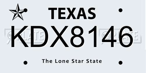 KDX8146 Texas License Plate