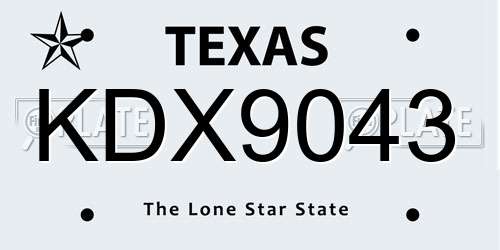 KDX9043 Texas License Plate