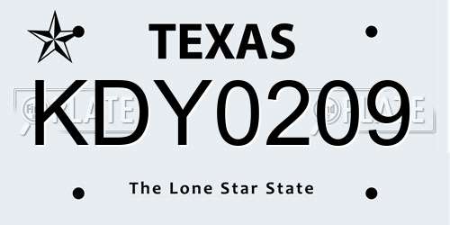 KDY0209 Texas License Plate