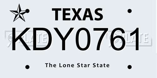KDY0761 Texas License Plate