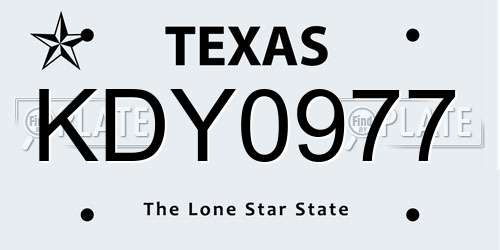 KDY0977 Texas License Plate