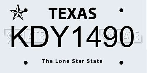 KDY1490 Texas License Plate