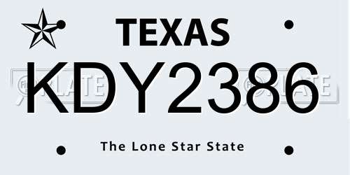 KDY2386 Texas License Plate