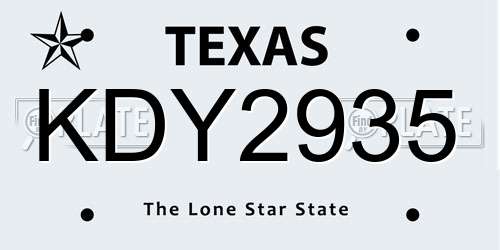 KDY2935 Texas License Plate