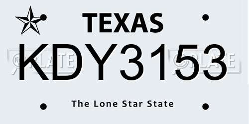 KDY3153 Texas License Plate