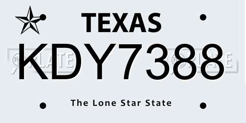 KDY7388 Texas License Plate