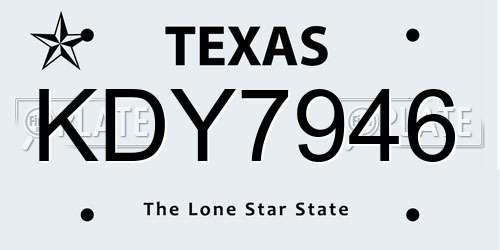 KDY7946 Texas License Plate